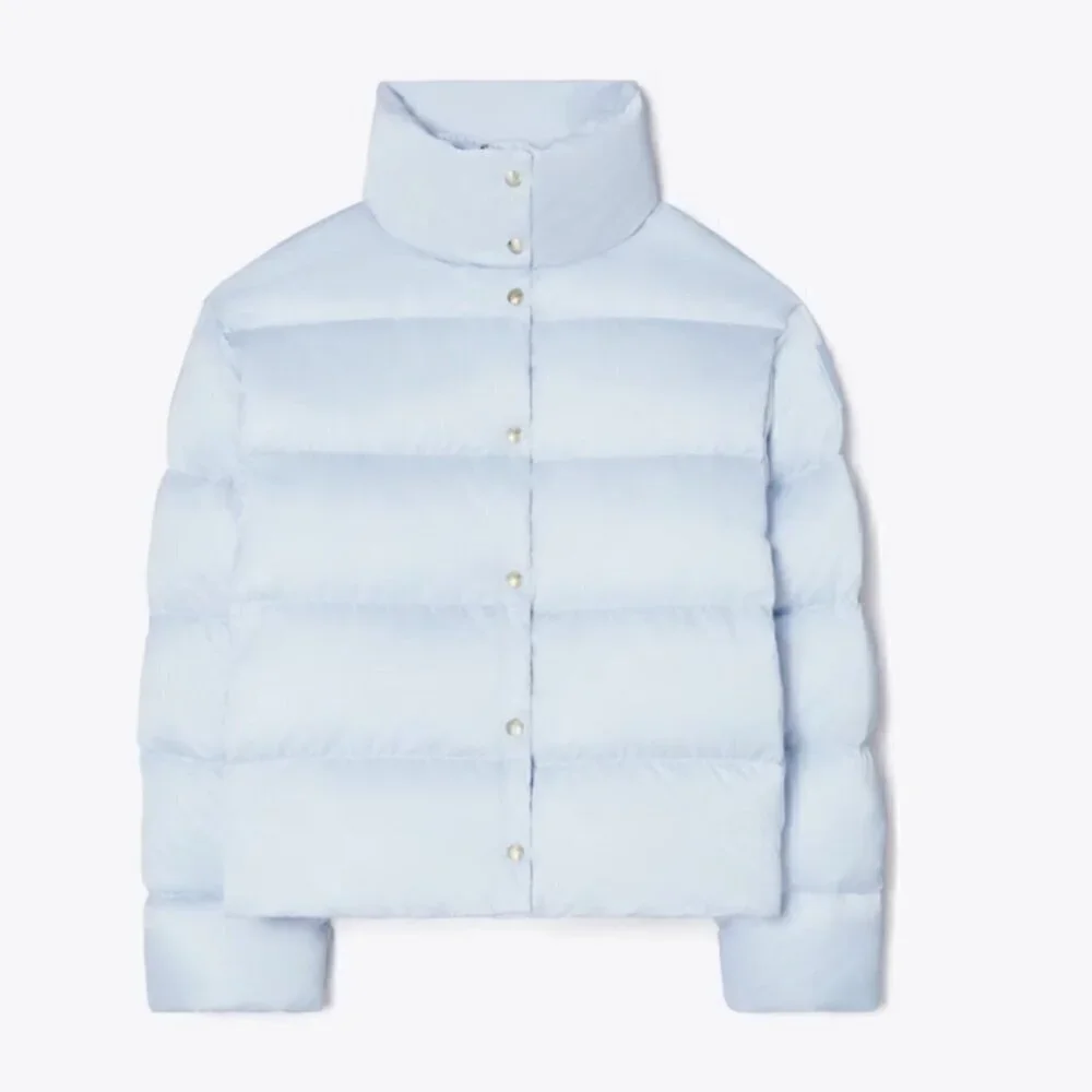 NEW! NWT! Tory Burch Classic Down Puffer Jacket -Women Light Sky Blue -Only L